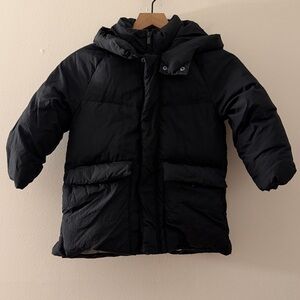 Zara boys black puffer jacket 50 feather / 50 down hooded 5-6